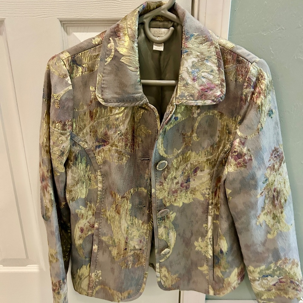 Gorgeous Chicos Jacket Metallic Gold Threading - Picture 5 of 8
